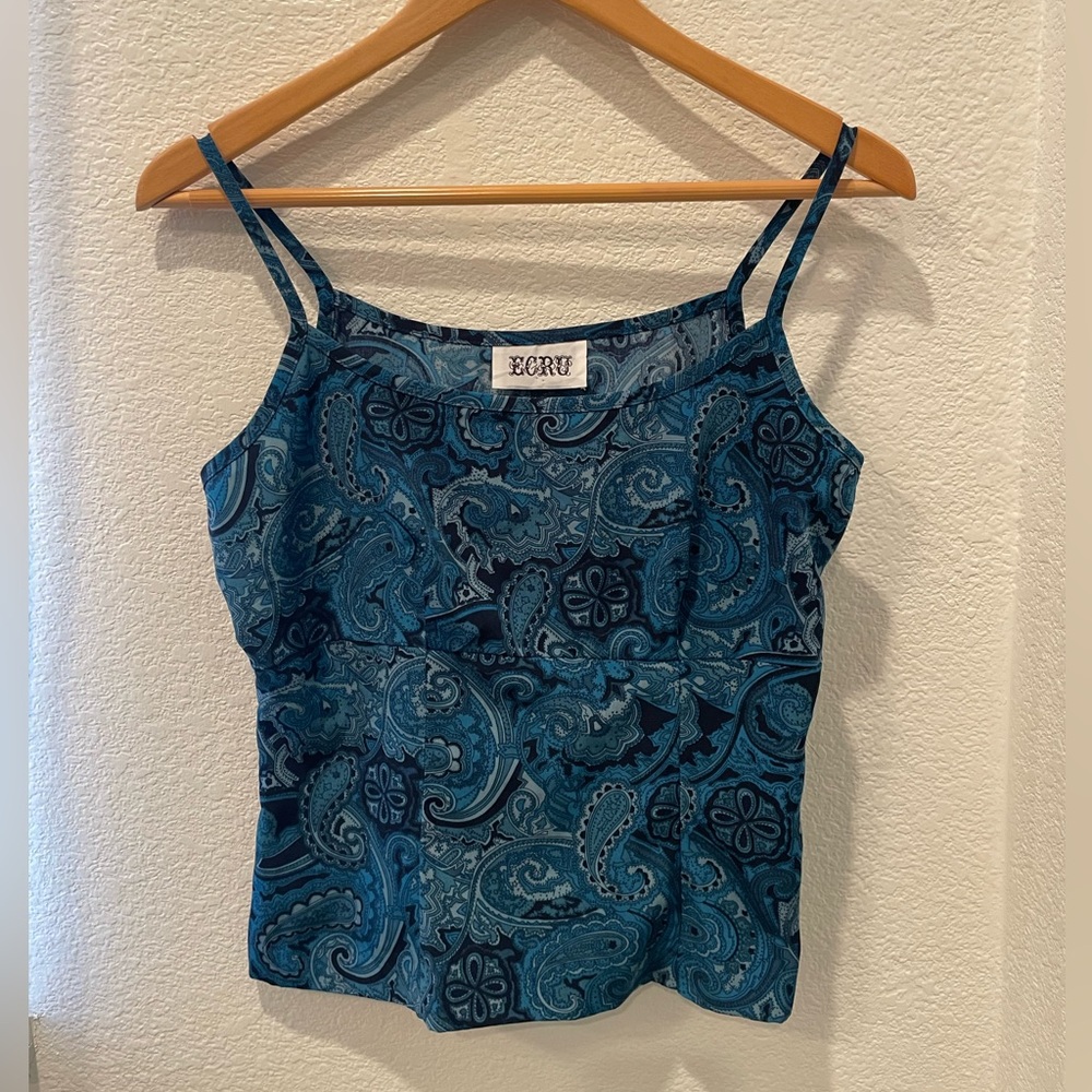 Y2K Ecru paisley tank top Size S